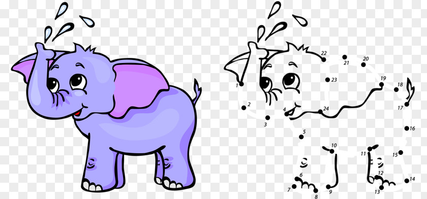 Cartoon Baby Elephant Connect The Dots Coloring Book Child Illustration PNG