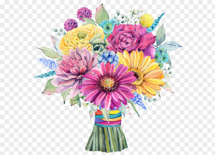 Flower Bouquet Illustration Floral Design Watercolor Painting PNG