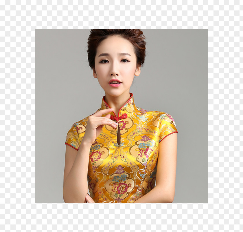 Chinese Wedding Clothing Sleeve Cheongsam Mandarin Collar Dress PNG