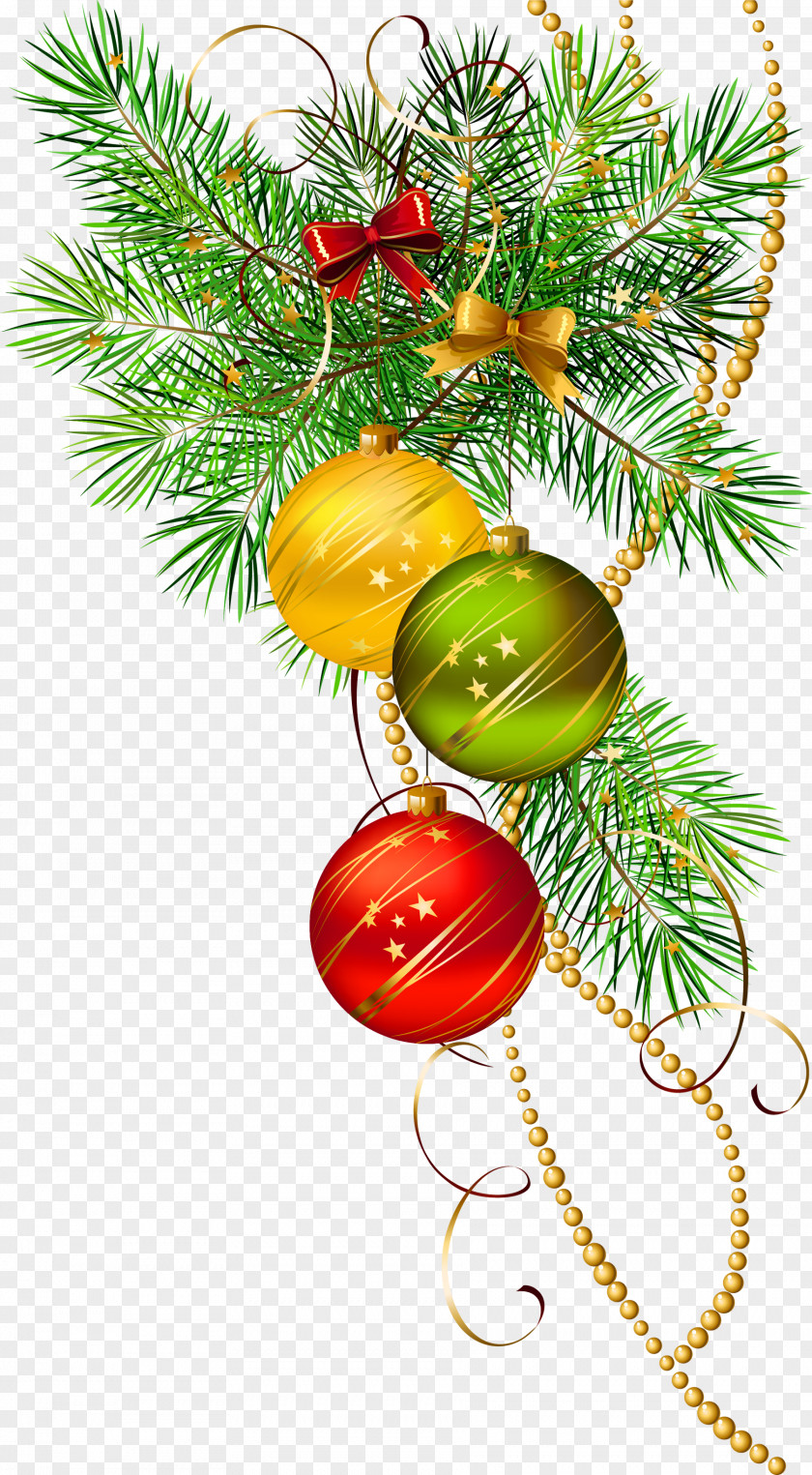 Three Christmas Balls With Pine Branch Clipart Ornament Icon Clip Art PNG