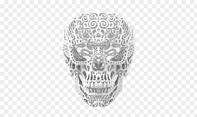 Skull Silver Jaw White Oval PNG