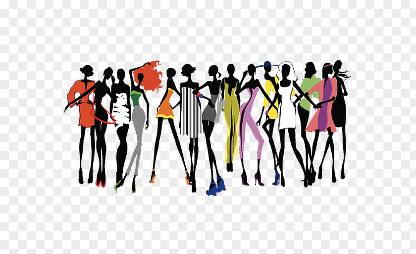 A Group Of Beautiful Women Fashion Show Runway Clip Art PNG
