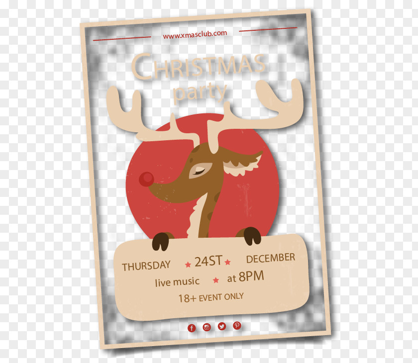 Pink Reindeer Greeting Christmas Party PNG