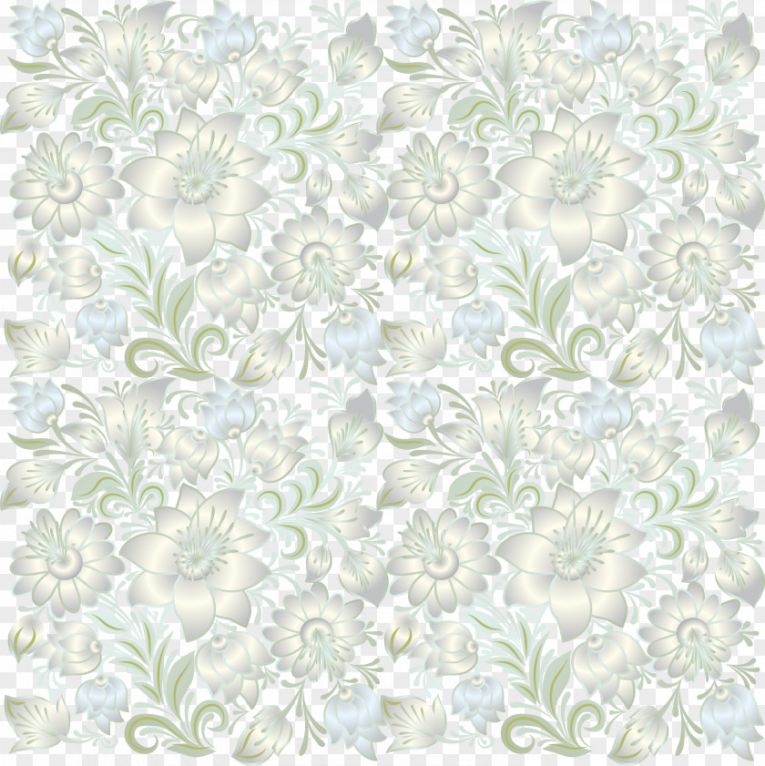 Silver Flower Background Floral Design Green Lace Pattern PNG