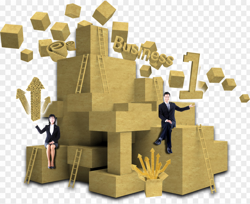 Business Men And Women On Cardboard Boxes Paper Download Poster PNG