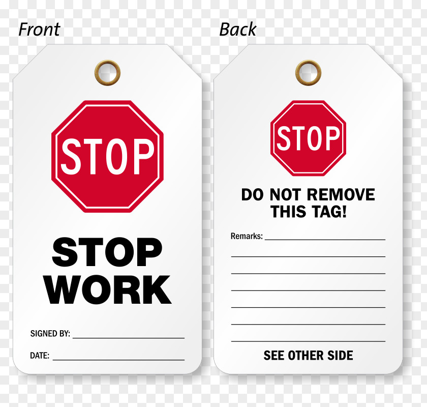WORK Safety Stop Sign Label Traffic Brand PNG