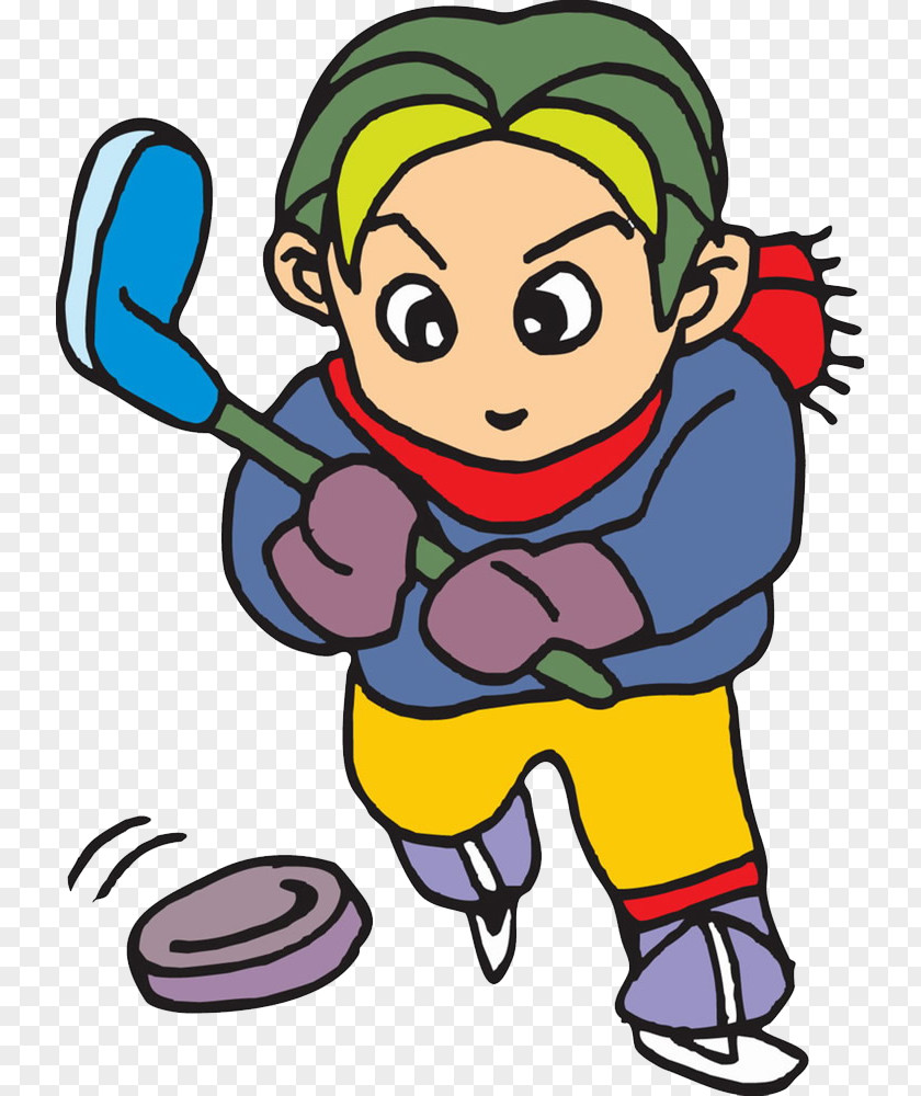 Boys Playing Ice Hockey Cartoon Clip Art PNG