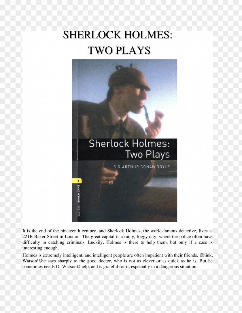 Book The Memoirs Of Sherlock Holmes Oxford Bookworms Library: Stage 1: Holmes: Two Plays Adventures PNG