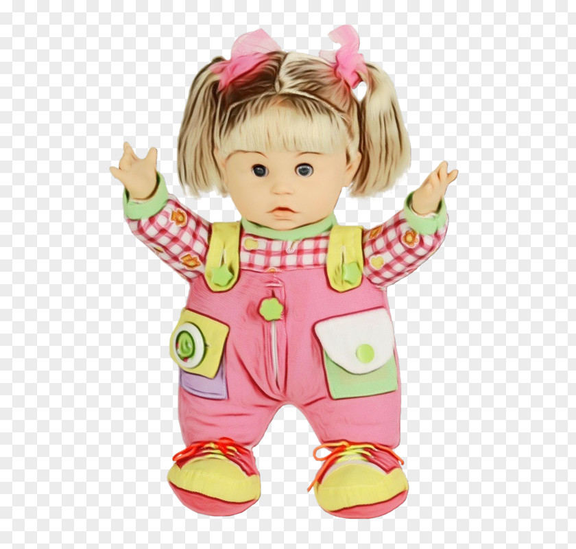 Brown Hair Play Doll Child Pink Toy Toddler PNG