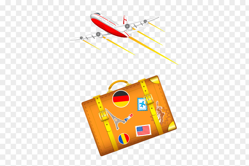 Hand Drawn Travel Bags Airplane Suitcase Baggage PNG