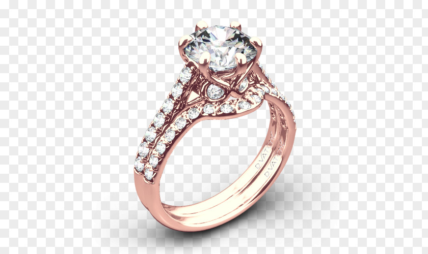 Rose Gold Bridal Sets Engagement Ring Wedding Solitaire PNG