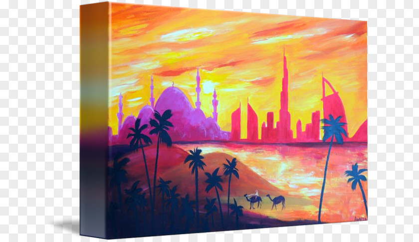 Landscape Watercolor Painting Abu Dhabi Abstract Art PNG