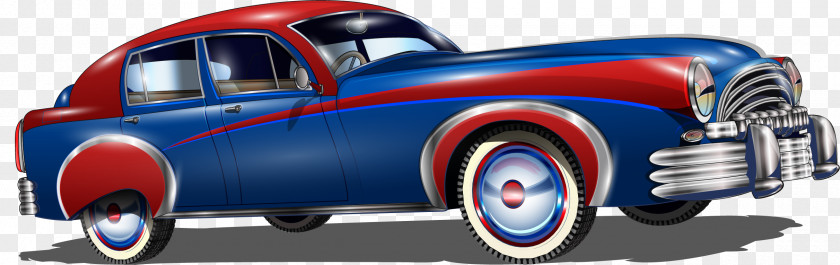 Vector Hand-painted Blue Car PNG