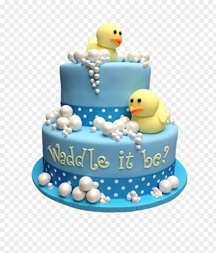 Duck Birthday Cake Gender Reveal Baby Shower PNG