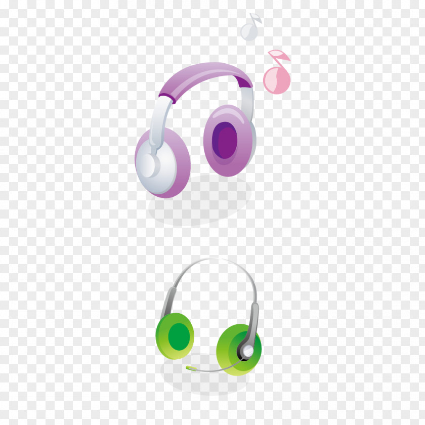 Purple Green Headphones Creative Headset PNG