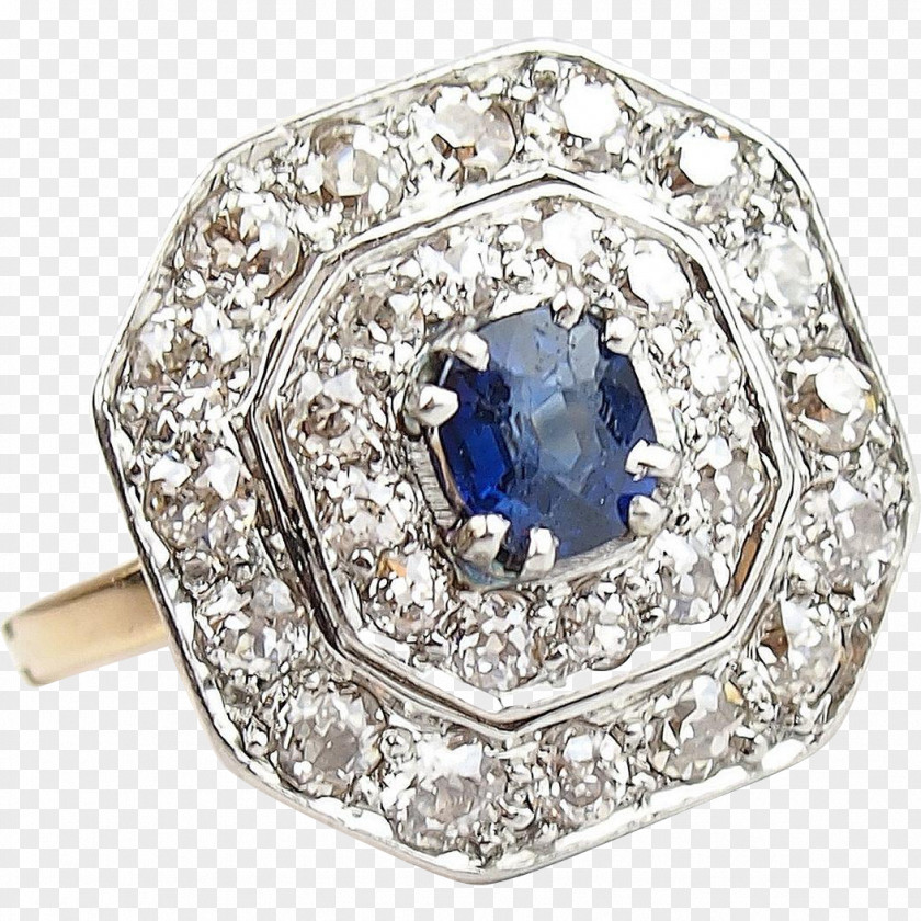 Sapphire Ring Cobalt Blue Gold Bling-bling PNG