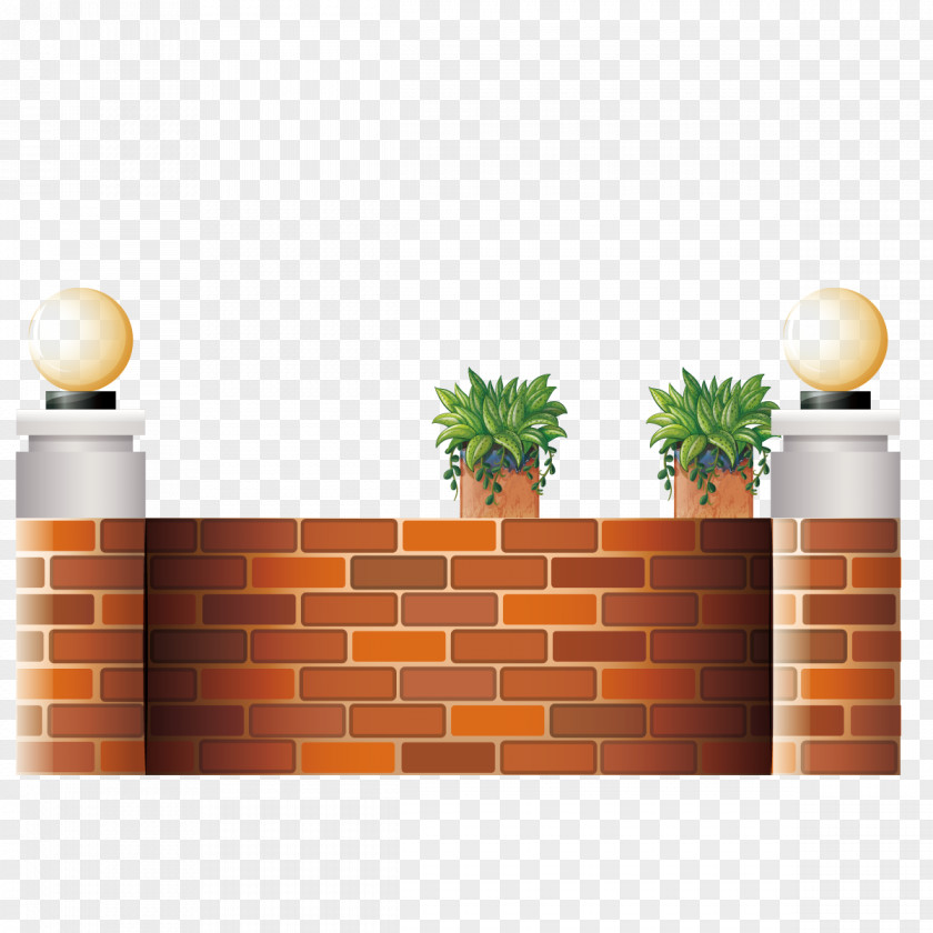 Vector Red Brick Wall Retaining Illustration PNG