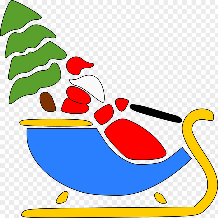 Santa Sleigh Claus Reindeer Sled Christmas Clip Art PNG