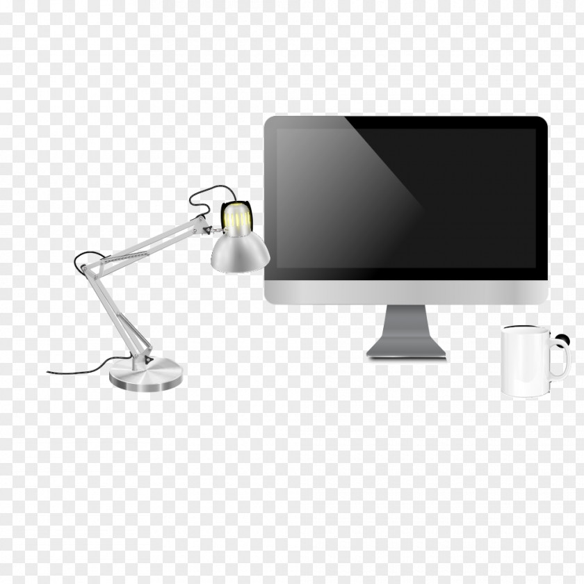 Vector Lamp And Computer Laptop Table Lampe De Bureau PNG