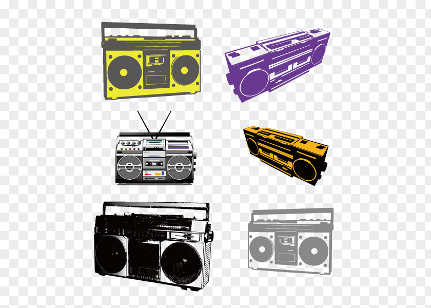 Hand-painted Radio Boombox Adobe Illustrator Sound PNG