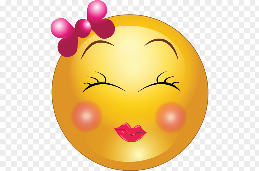 Smiley Emoticon Girl PNG , blushing emoji, yellow emoji illustration clipart PNG