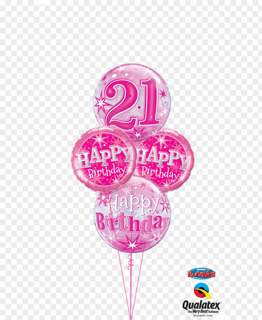 21st Birthday Mylar Balloon Cake Flower Bouquet PNG