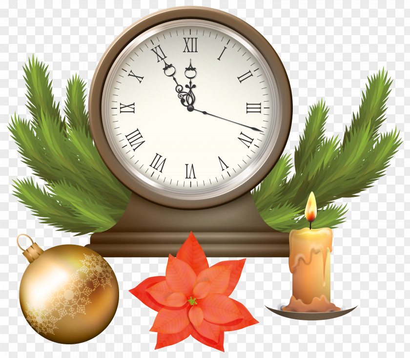 Christmas Clock With Decorations Clip Art Image Public Holiday PNG