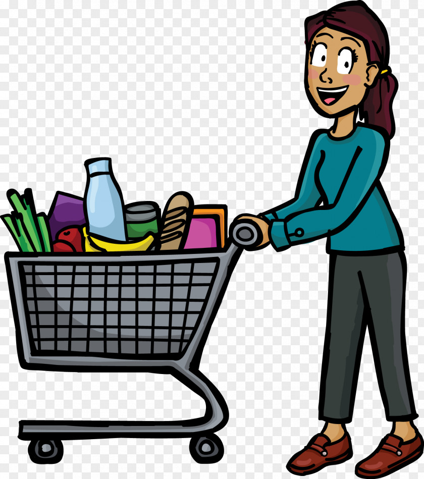 Shopping Lady Human Behavior Cartoon Line Clip Art PNG