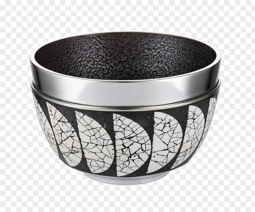 Hand-painted Ostrich Silver Bowl PNG