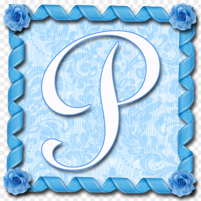 Floating Blue Ribbon Letter Case Alphabet Font PNG