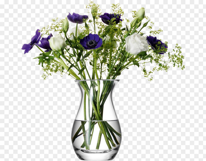 Vase Flower Bouquet Glass Cut Flowers PNG