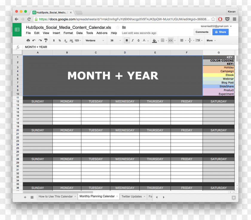 Business Calendar Google Docs Template Spreadsheet PNG