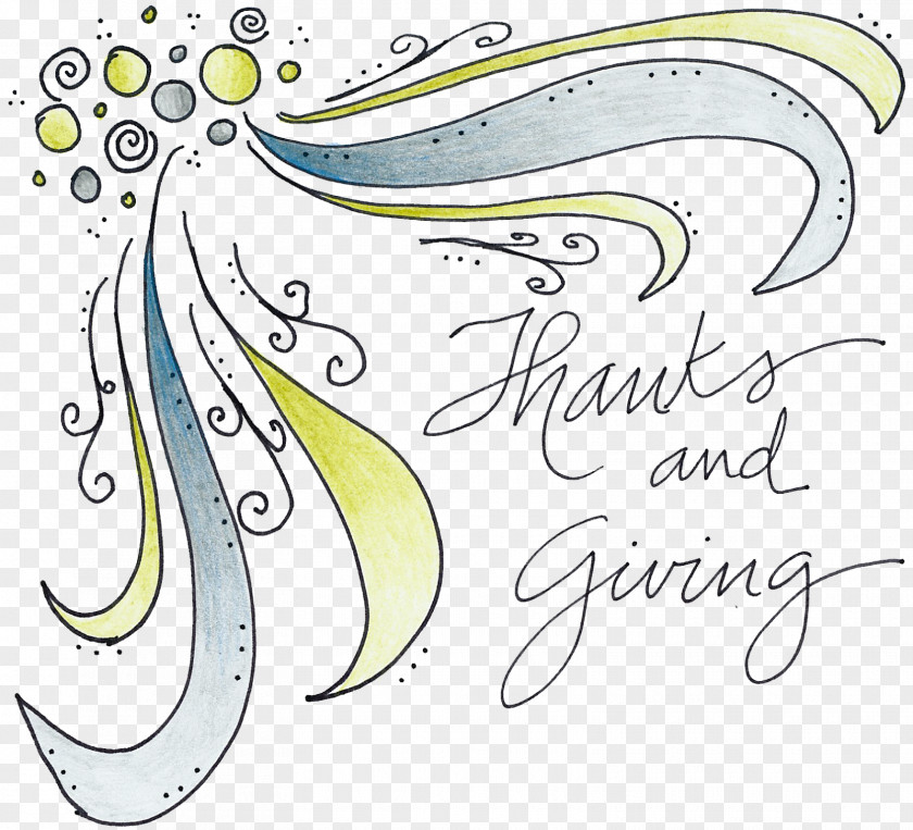 Thanks Giving Calligraphy Drawing Line Art Clip PNG