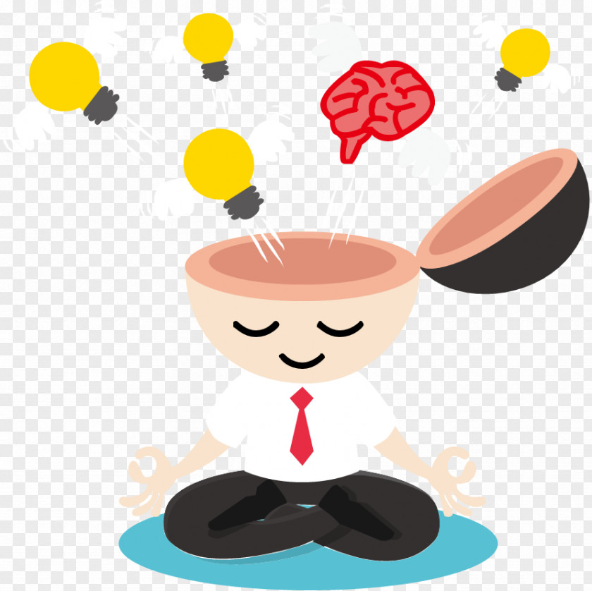 Brain Bulb Cartoon Hand-painted PNG