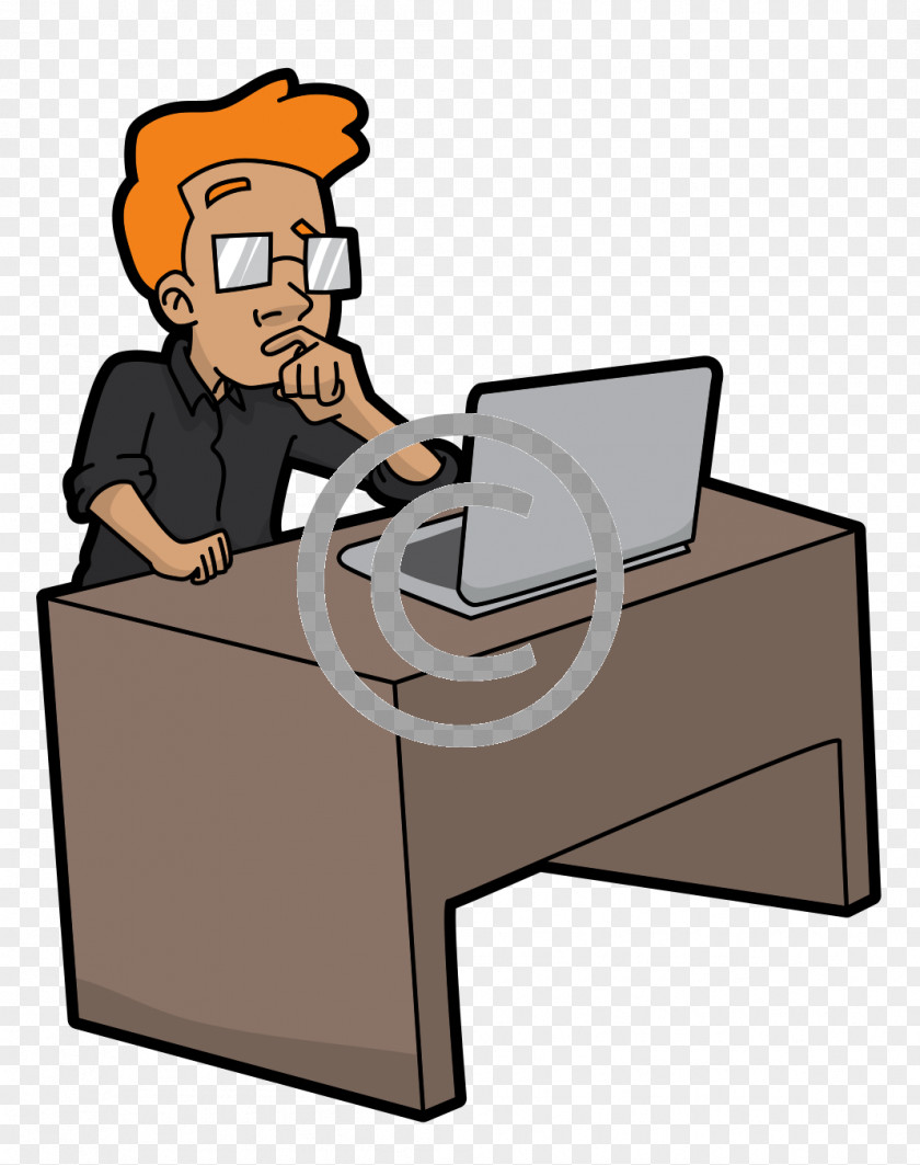 Man Using Computer Cartoon Transparency Image PNG