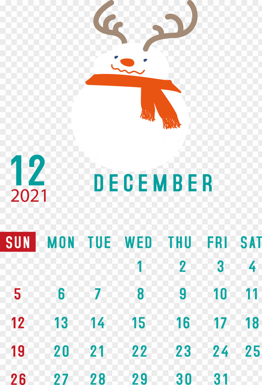 December 2021 Printable Calendar PNG