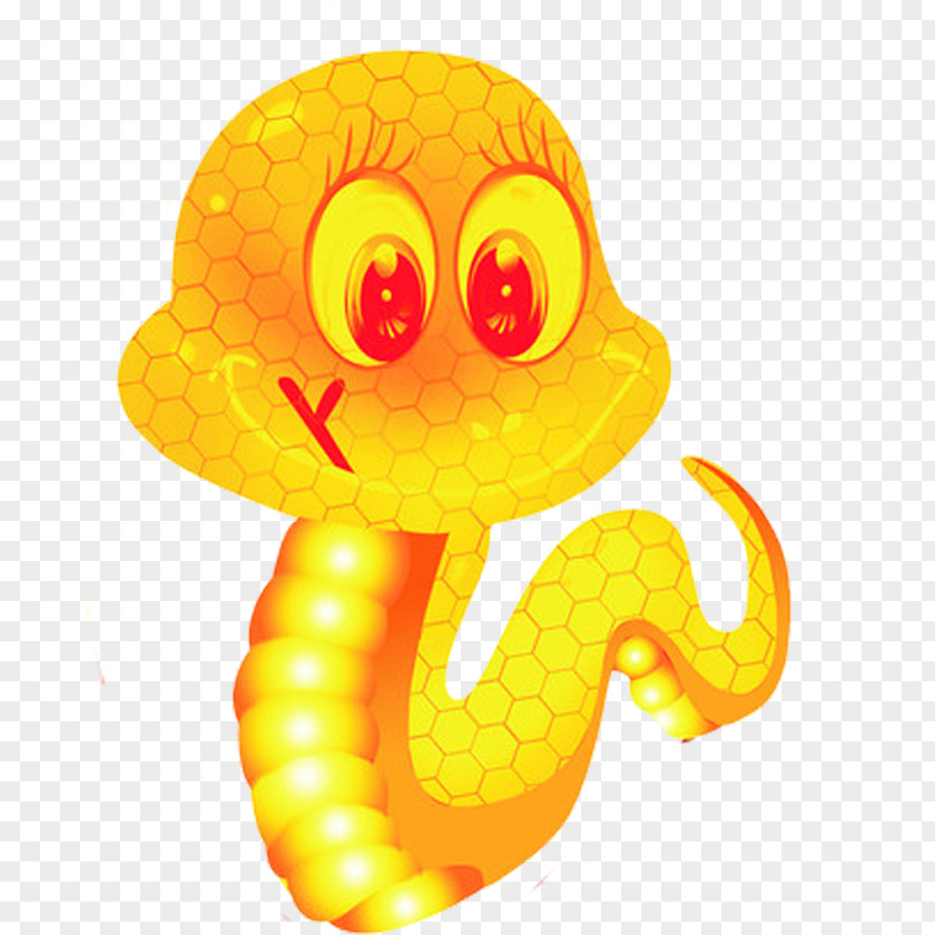 Gold Cartoon Snake Illustration PNG