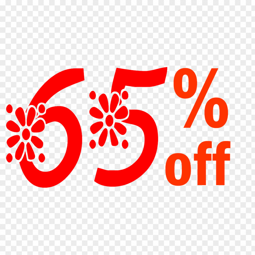Spring 65% Off Discount Tag. PNG