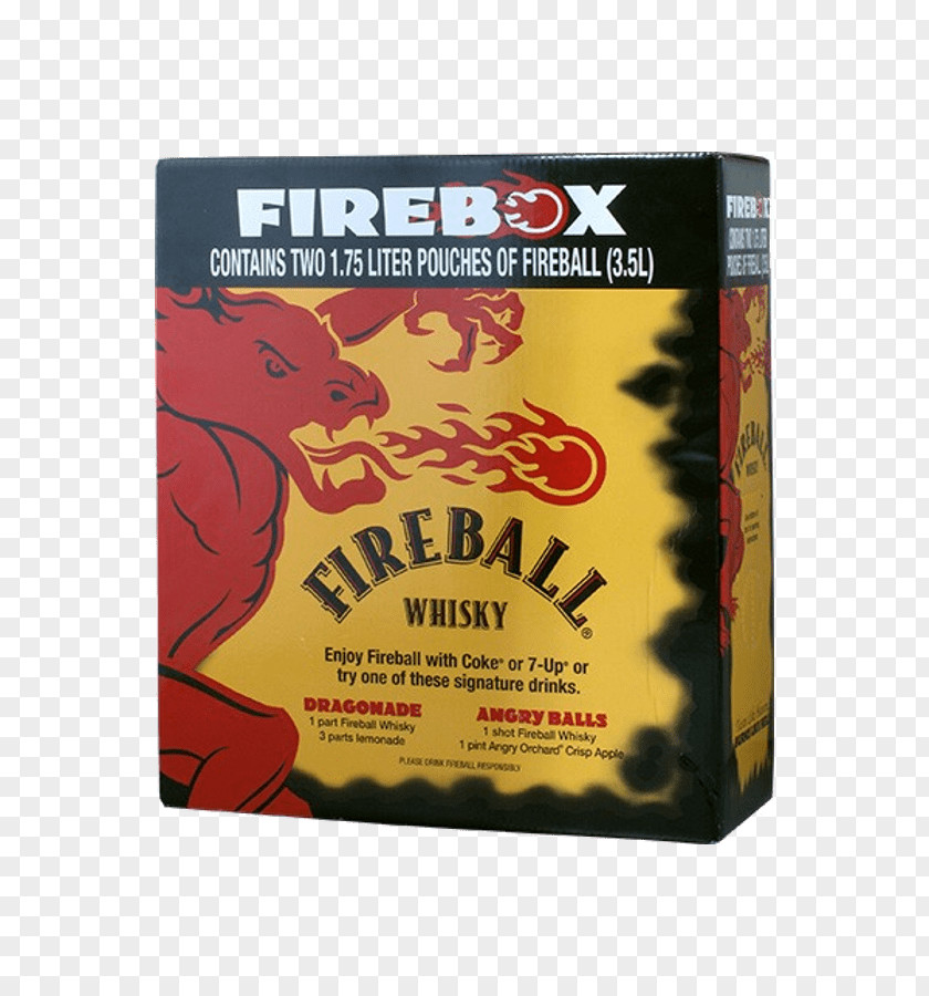 Product Box Fireball Cinnamon Whisky Distilled Beverage Whiskey Canadian Beer PNG