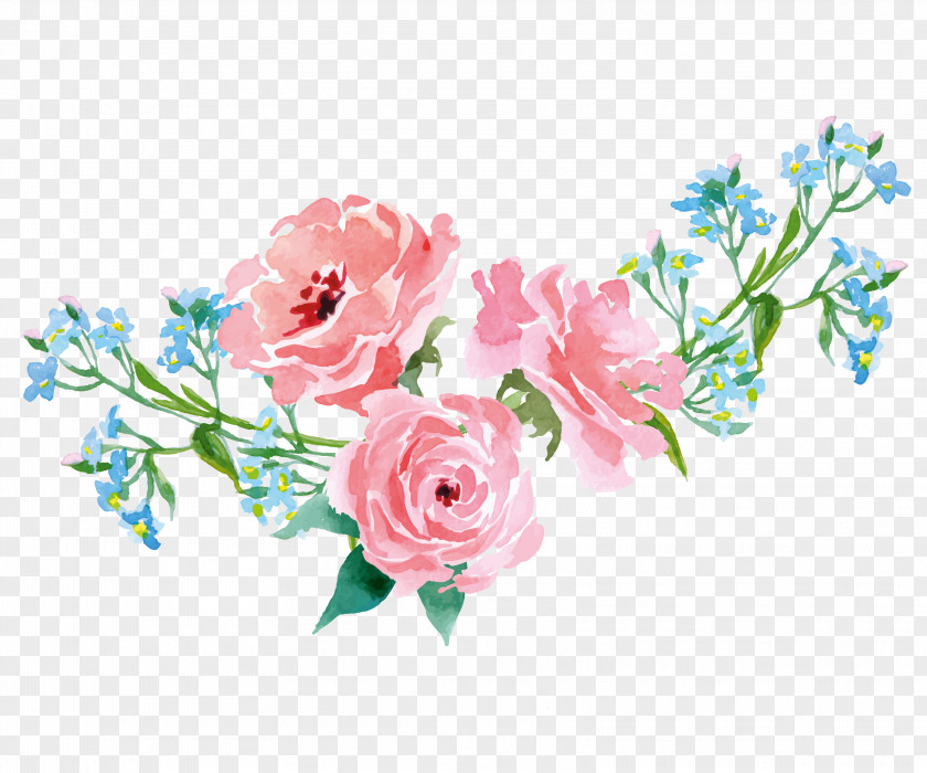 Hand-painted Flowers Plants Garden Roses Pink Illustration PNG