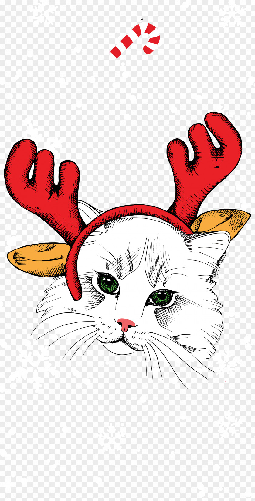 Kitten Whiskers Cat Reindeer Christmas PNG