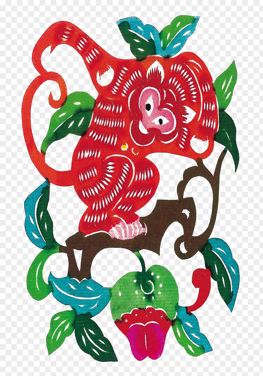 Paper-cut Paintings Monkey Chinese Zodiac Paper Cutting PNG