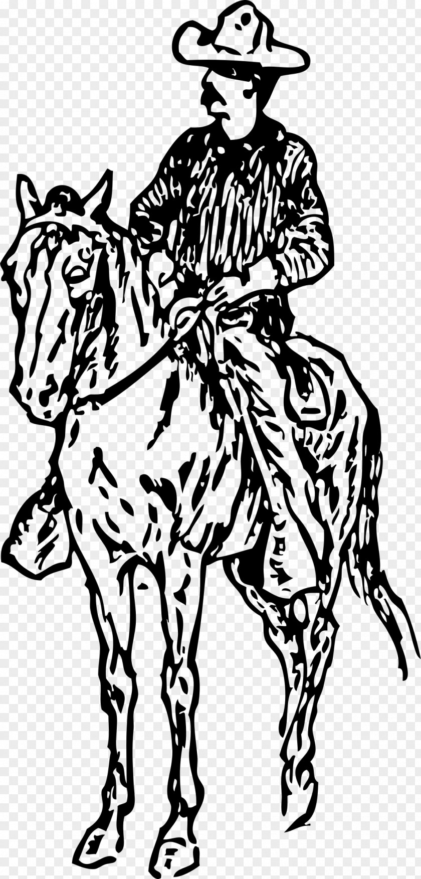 Cowboy Horse Equestrian Drawing Clip Art PNG