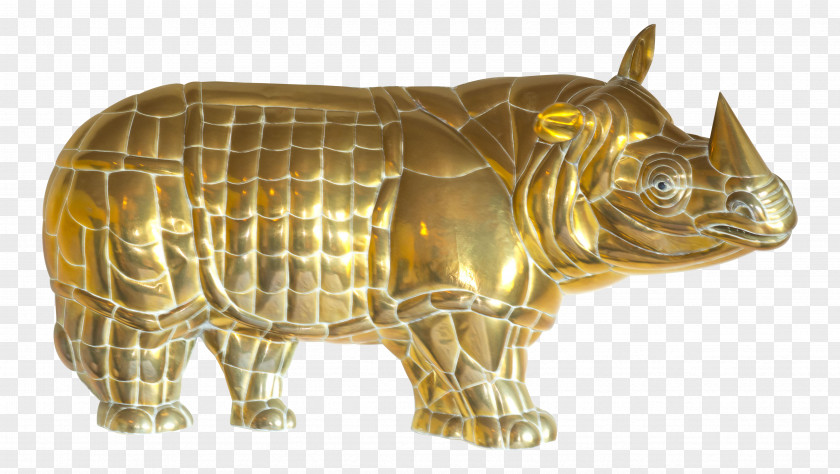 Sculpture Chairish Brass Rhinoceros Furniture PNG