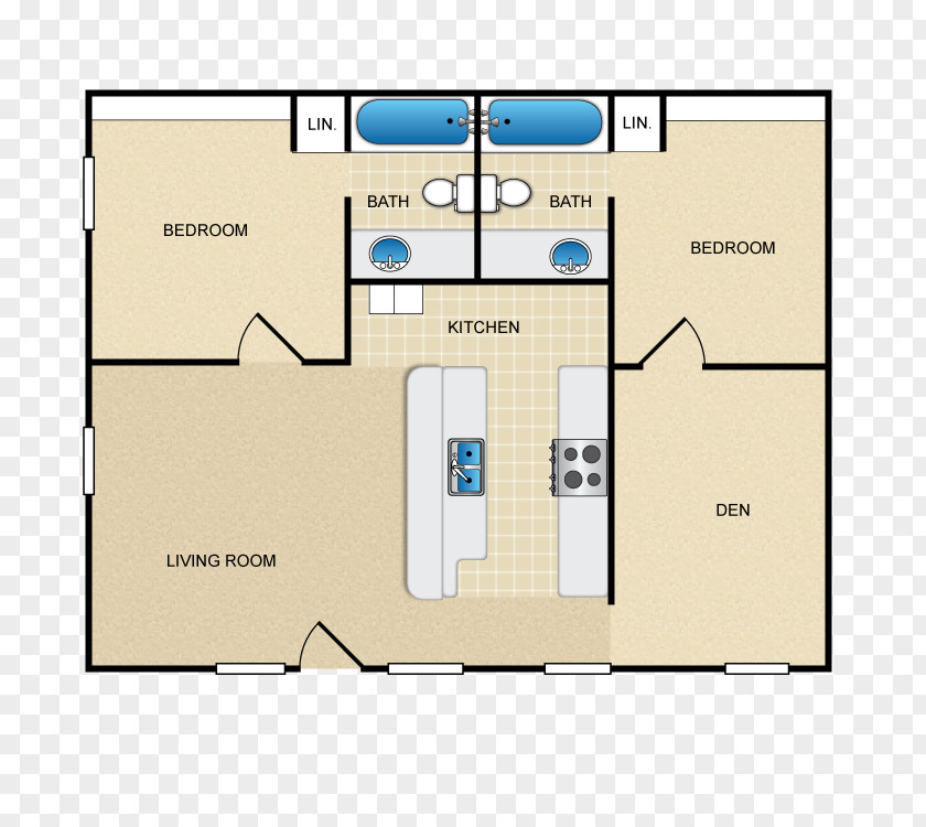 Rental Homes Luxury Floor Plan The Parker Apartment Den Bedroom PNG