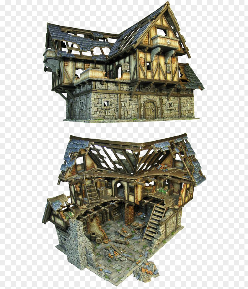 3D House Warhammer 40,000 Ruins Miniature Wargaming Building Coaching Inn PNG
