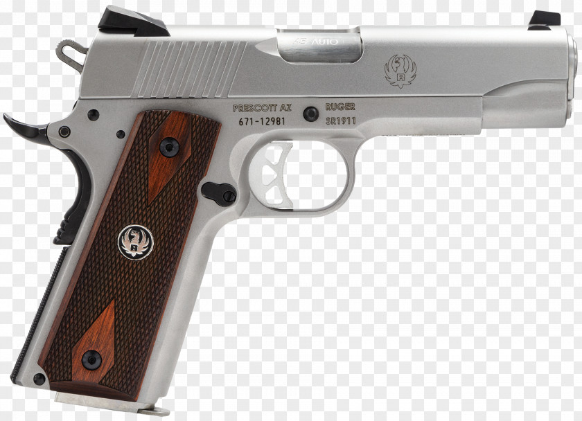 Wood Ruger SR1911 .45 ACP Stainless Steel Taurus PT1911 Firearm PNG