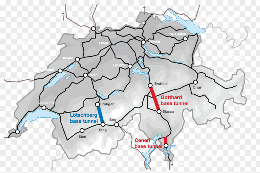 Map Gotthard Base Tunnel Road Pass Erstfeld PNG