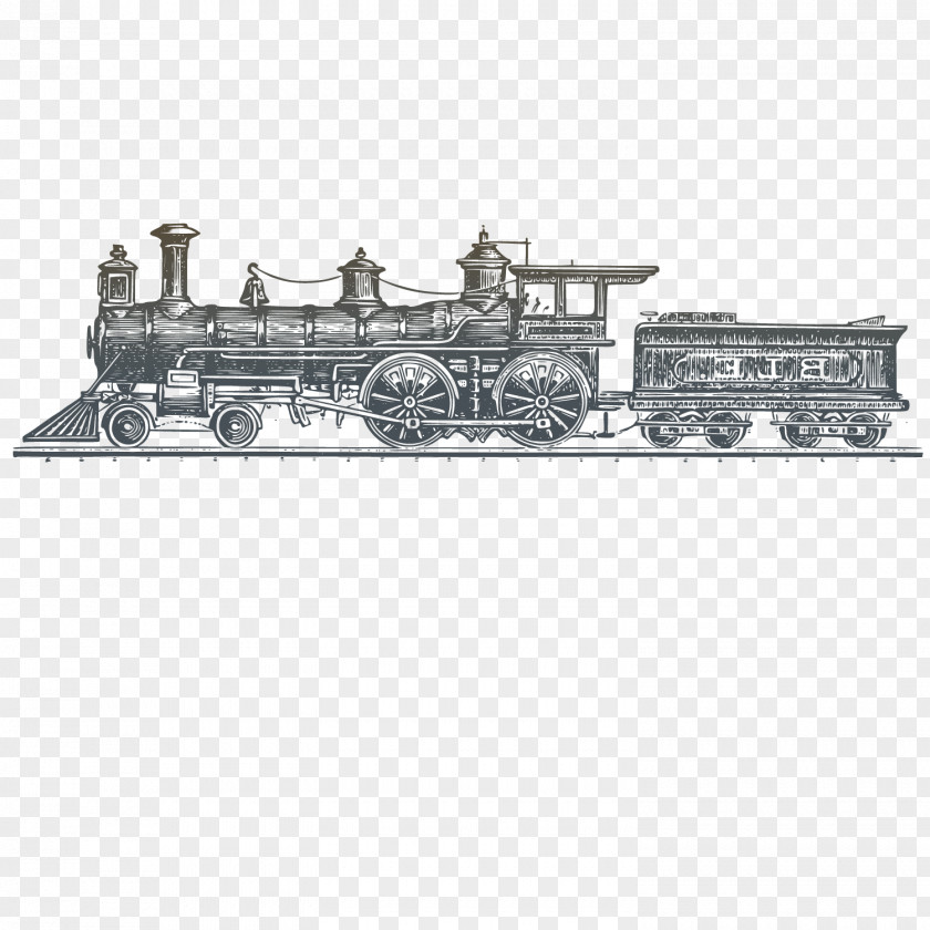 Retro Train Rail Transport Steam Locomotive Wall Decal PNG