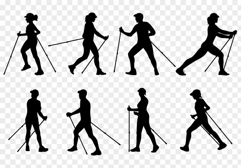 Walk Silhouette Walking Ski Poles PNG